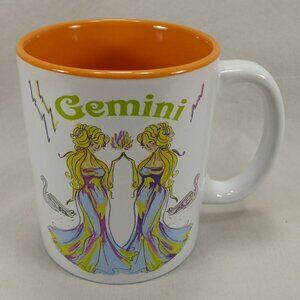 Secret Garden Gemini Zodiac Astrology Jumbo Coffee Mug Cup Twins Orange Interior